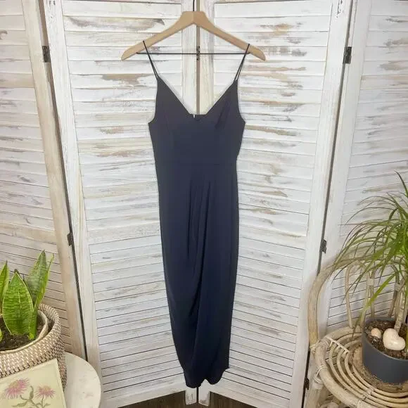 SHONA JOY Women's Size 2 Drape Front Maxi Dress Spaghetti Strap V Neck Charcoal - Picture 11 of 11